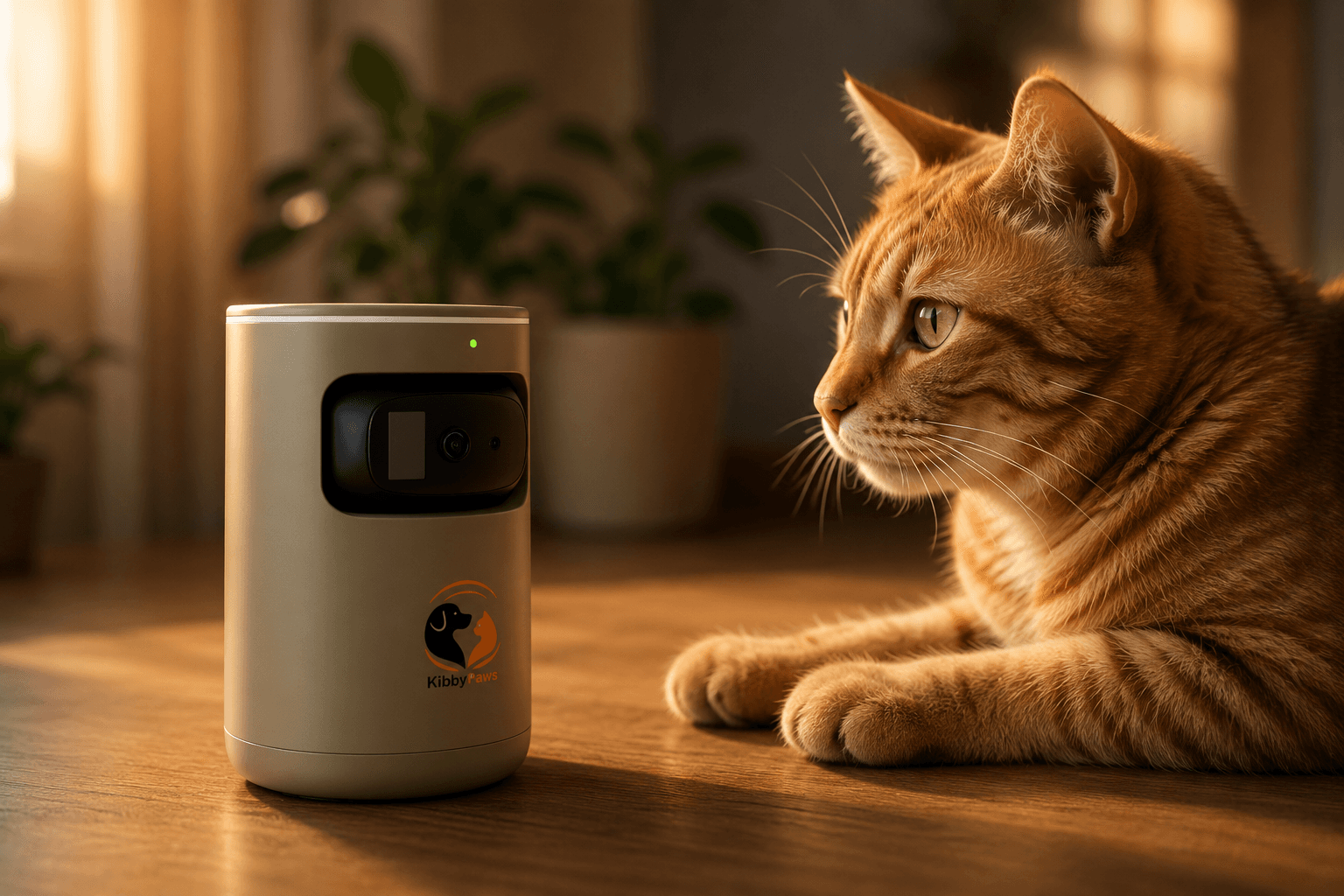 A cat resting at home while KibbyPaws monitors their daily routine